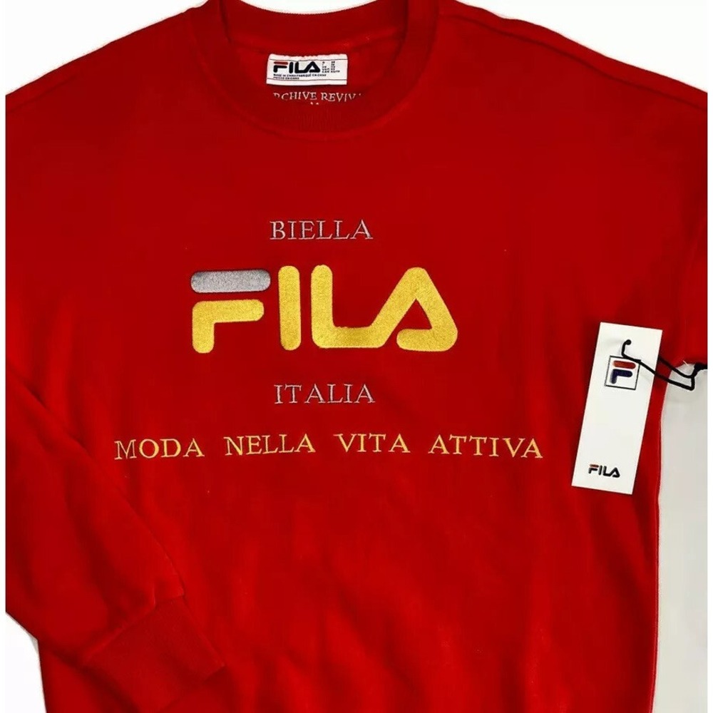 FILA Italia Kimi Womens XS‎ Sweatshirt Pullover Retro 90s Embroidered Navy NWT